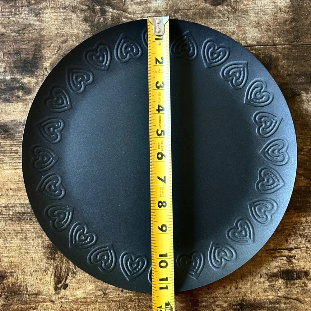 Vintage Black Metal Decorative Heart Rim Platter Tray 11